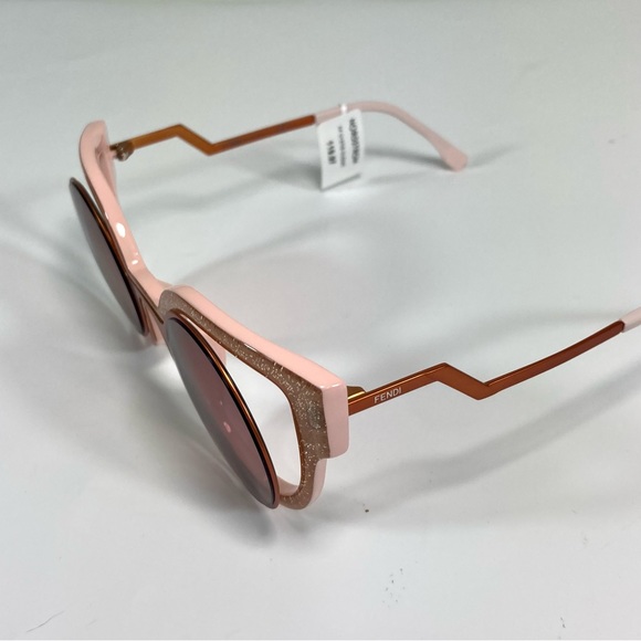 NWT Fendi FF 0137/S 0NUG Orange/Pink Glitter Cat Eye Sunglasses